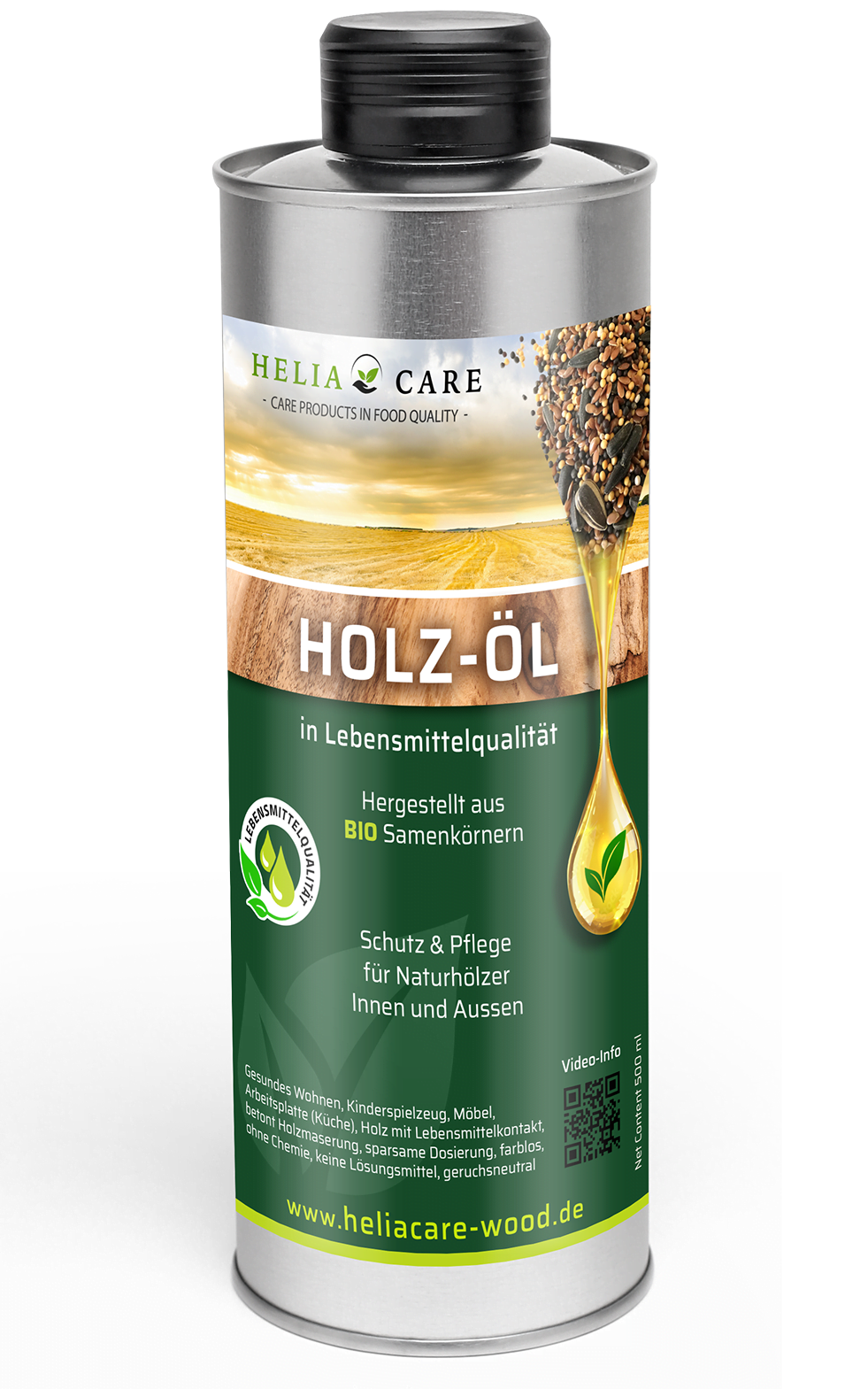 Wood oil from HeliaCARE for wood protection without chemicals, completely natural