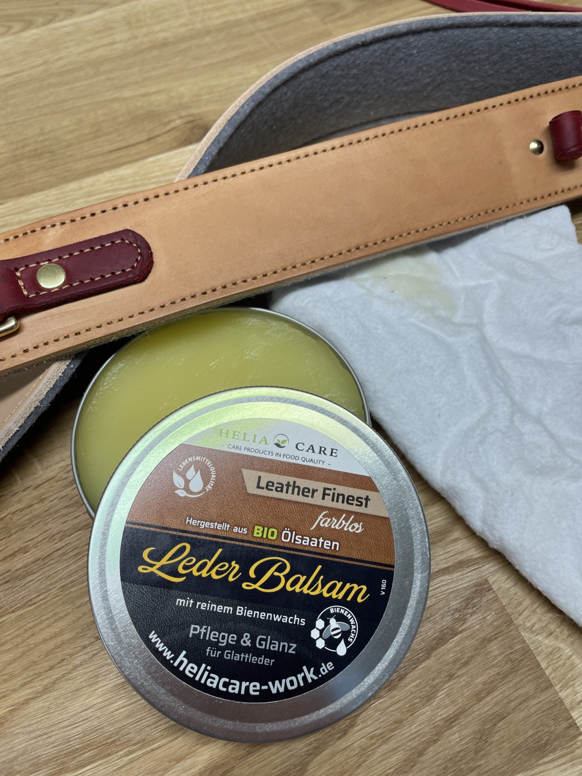 Leather balm application